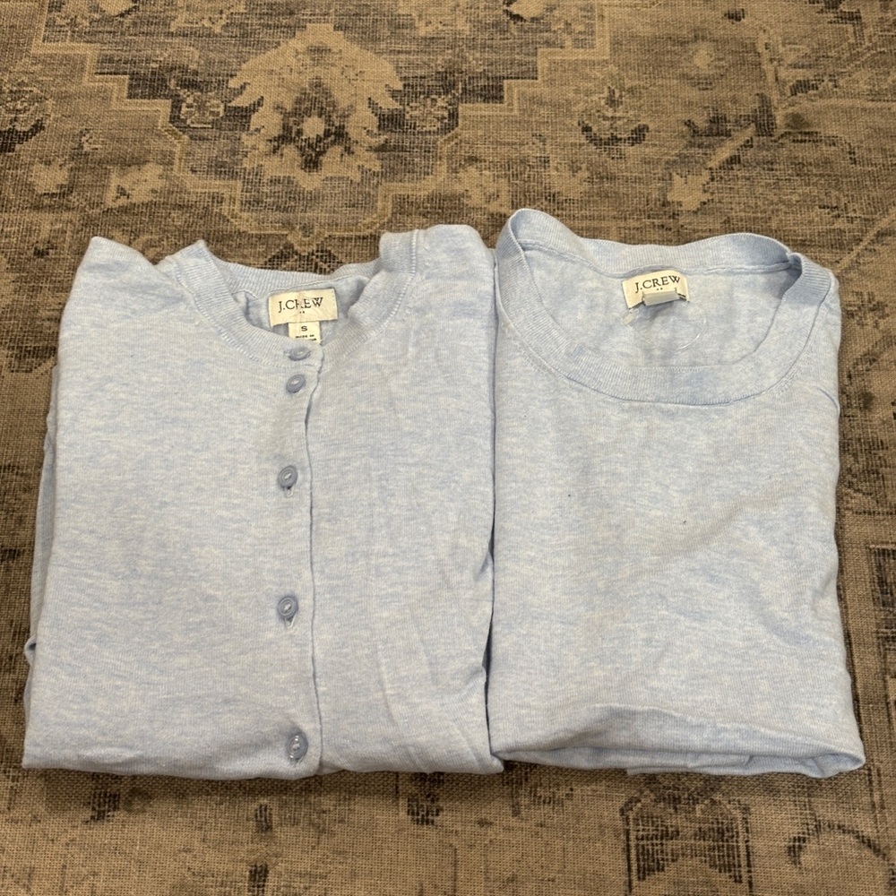 NWT J.Crew Factory Cotton Cardigan & shell set”Lightweight Classic SZ S/XS